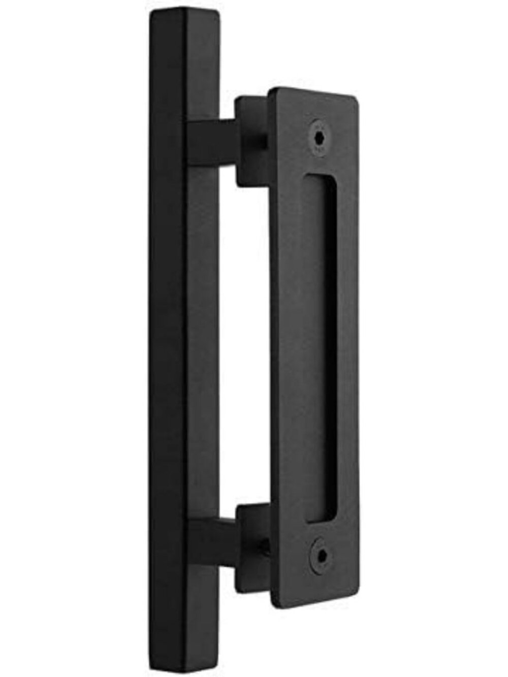 12 Inch Matte Black Square Sliding Barn Door Handle - Modern Home Decor Accent
